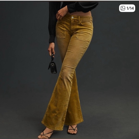 Anthropologie Pilcro The Icon Flare Corduroy Sz 30 Rust Tan - Picture 2 of 6